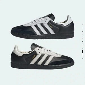 New Adidas Samba OG Shoes Sneakers Black Suede White Leather 75th Annivesary